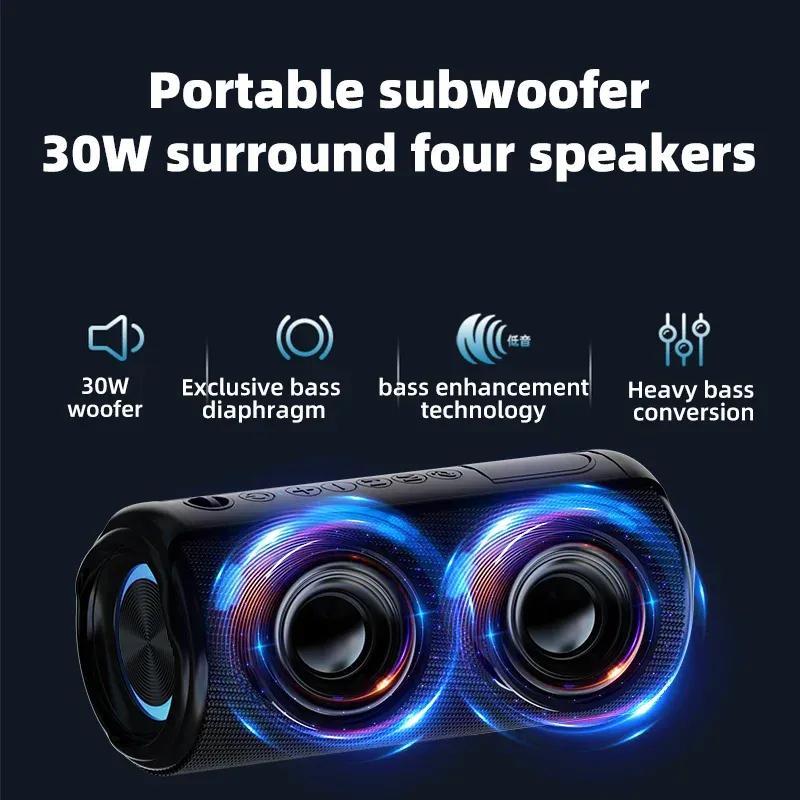 Portable Speaker,Wireless Bluetooth Speaker,IPX7 Waterproof, 40W Loud Stereo Sound,13H+ Playtime with Lights, for Home Outdoor