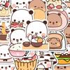 50pcs/Set Bubu And Dudu Panda Bear Sticker Food Serise Waterproof Cartoon Bear and Panda Sticker Toys