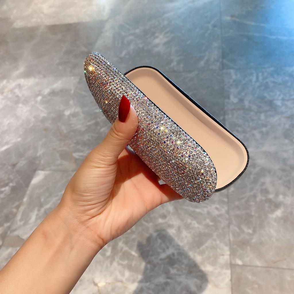 Luxury Diamond Glasses Case Women Fashion Glitter Reading Myopia Sunglasses Protector Cover Pressure Glasses Storage Box