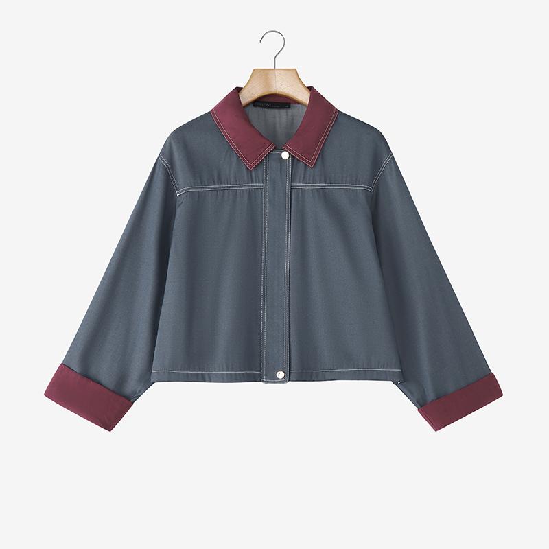 ZANZEA Women Splice Turn Down Collar Casual Long Sleeve Blouse