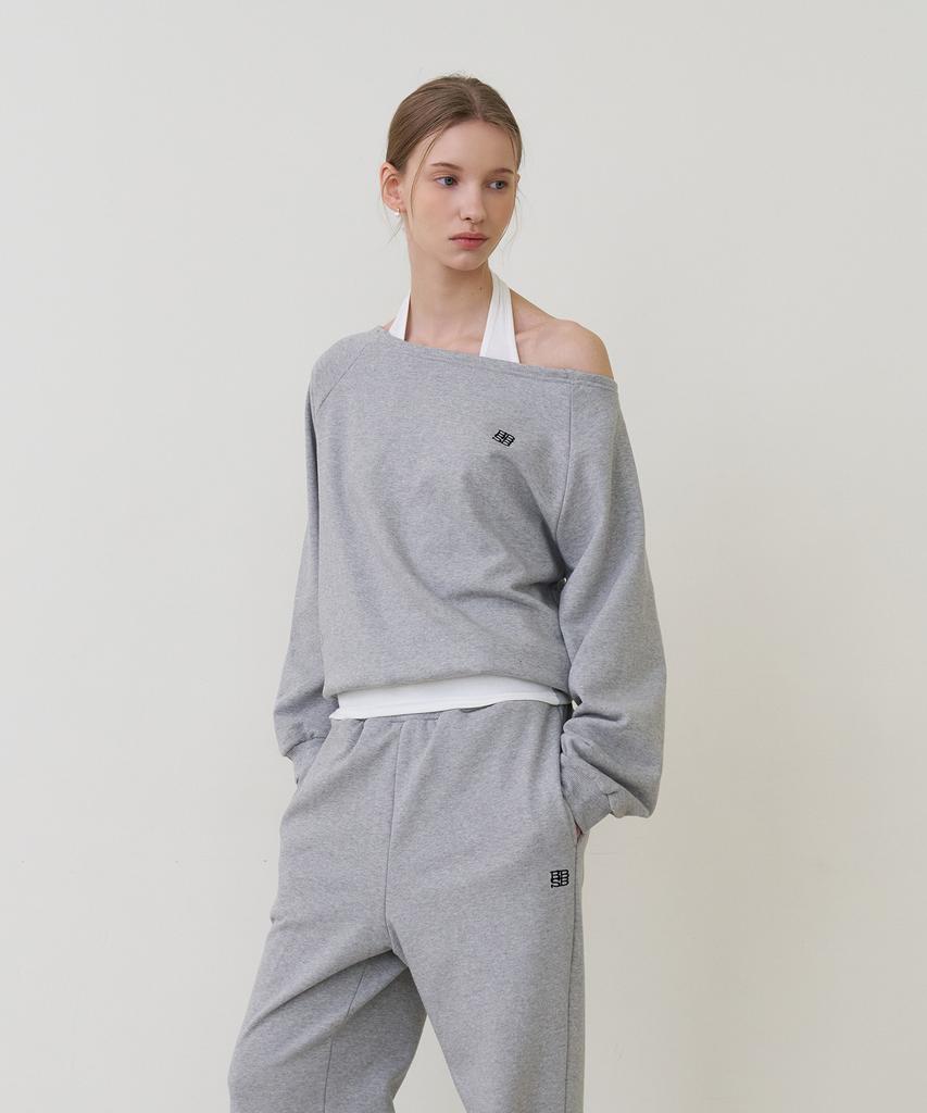 BIBYSEOB Off-Shoulder Sweatshirt Gray [T61]