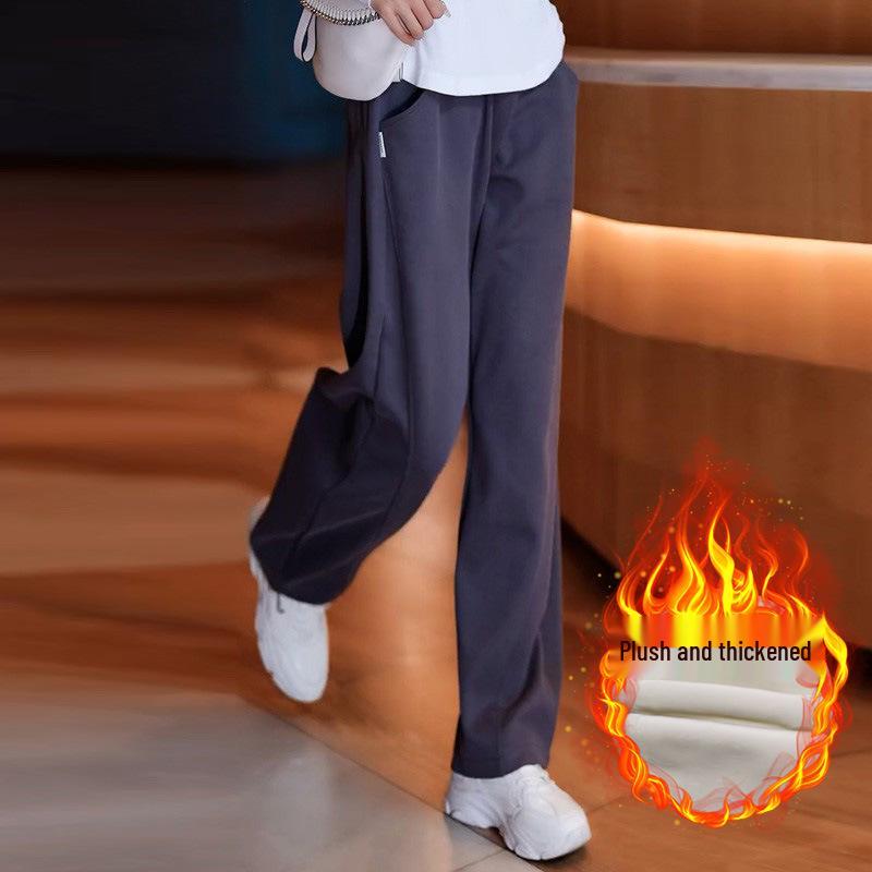 High-Waisted Women's Banana Pants: Fleece & Non-Fleece, Petite Fit, Wide-Leg, Casual for Autumn & Winter Sports
