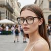 Men's And Women's Identical Style Square-shaped Minimalist Glasses With Blue Light Protection Function8062