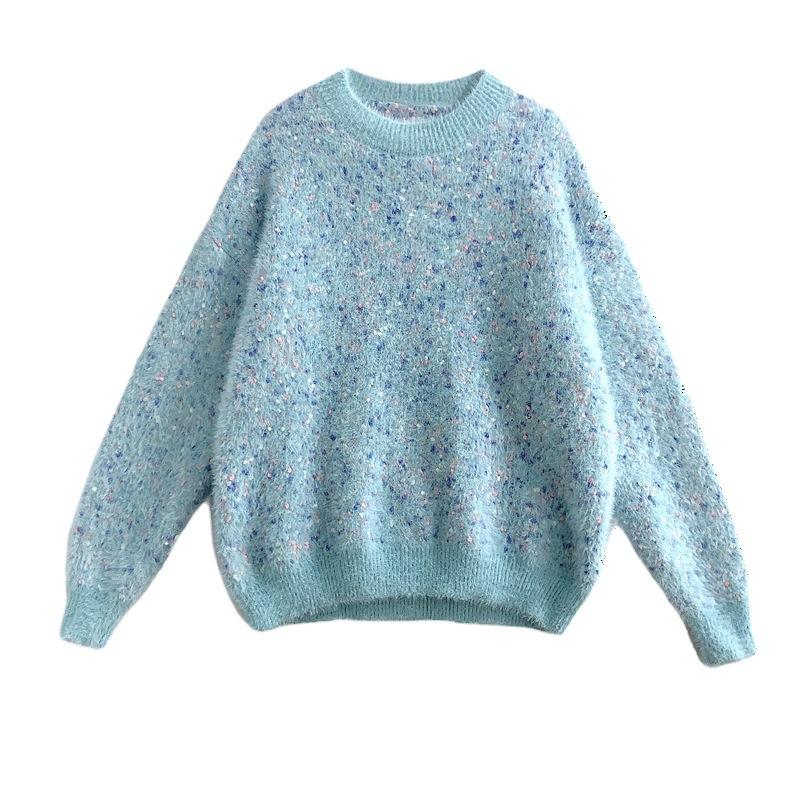 Brand Women Imitation Mink Velvet Spring Autumn Sweater Loose Korean Style Lazy Style Thickened Bottoming Shirt for Outerwear