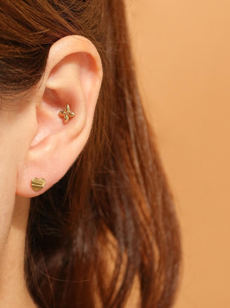 Minimalpiercing 14K Pinwheel Flower Piercing Earrings