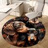 1pc Dachshund Floral Portrait Round Carpet, Made of Polyester,Perfect for Decorating Office Chairs, Living Rooms