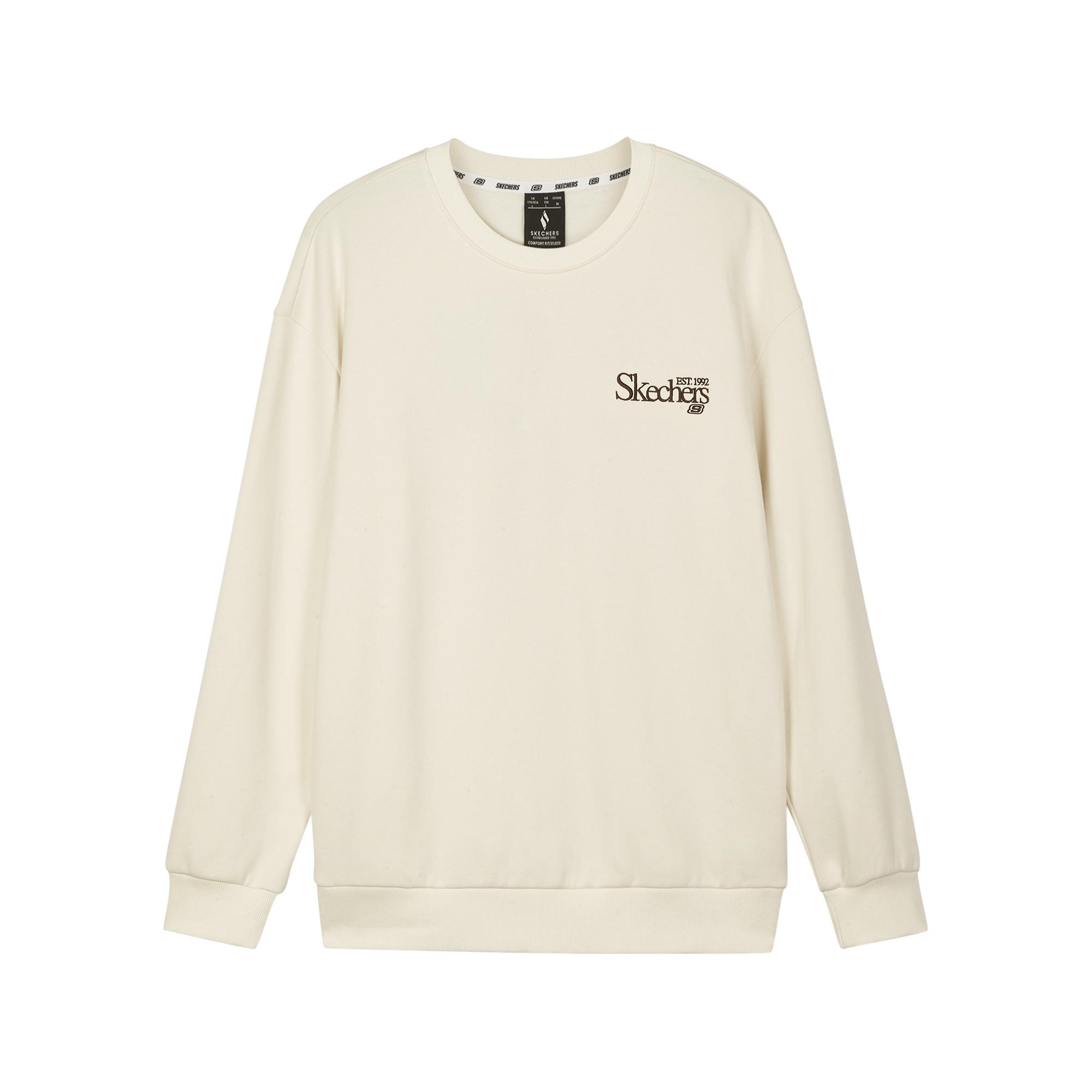 Skechers Simple College Knitted Embroidered Pullover Sweatshirt Unisex Sweatshirts Beige L324U106-01SV XS