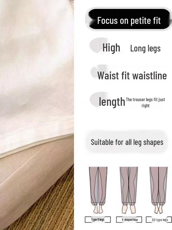 Damen Petite High-Waisted Wide-Leg Weiße Jeans - Sommer Plissee, Locker, Figurschmeichelnd, Bodenlang Lässige Hose