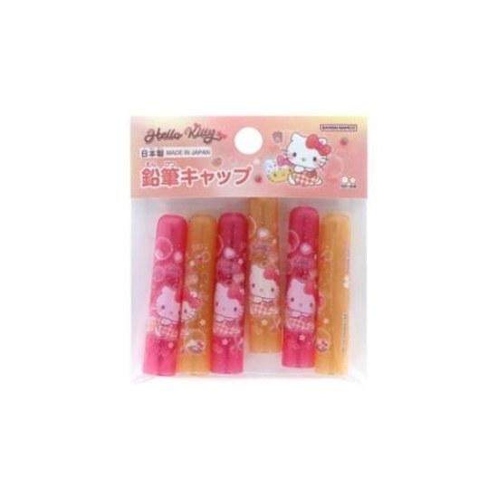 Pencil cover set 6 caps Hello Kitty Sanrio Sun-Star stationery school supplies preparation made Japan available mail delivery.