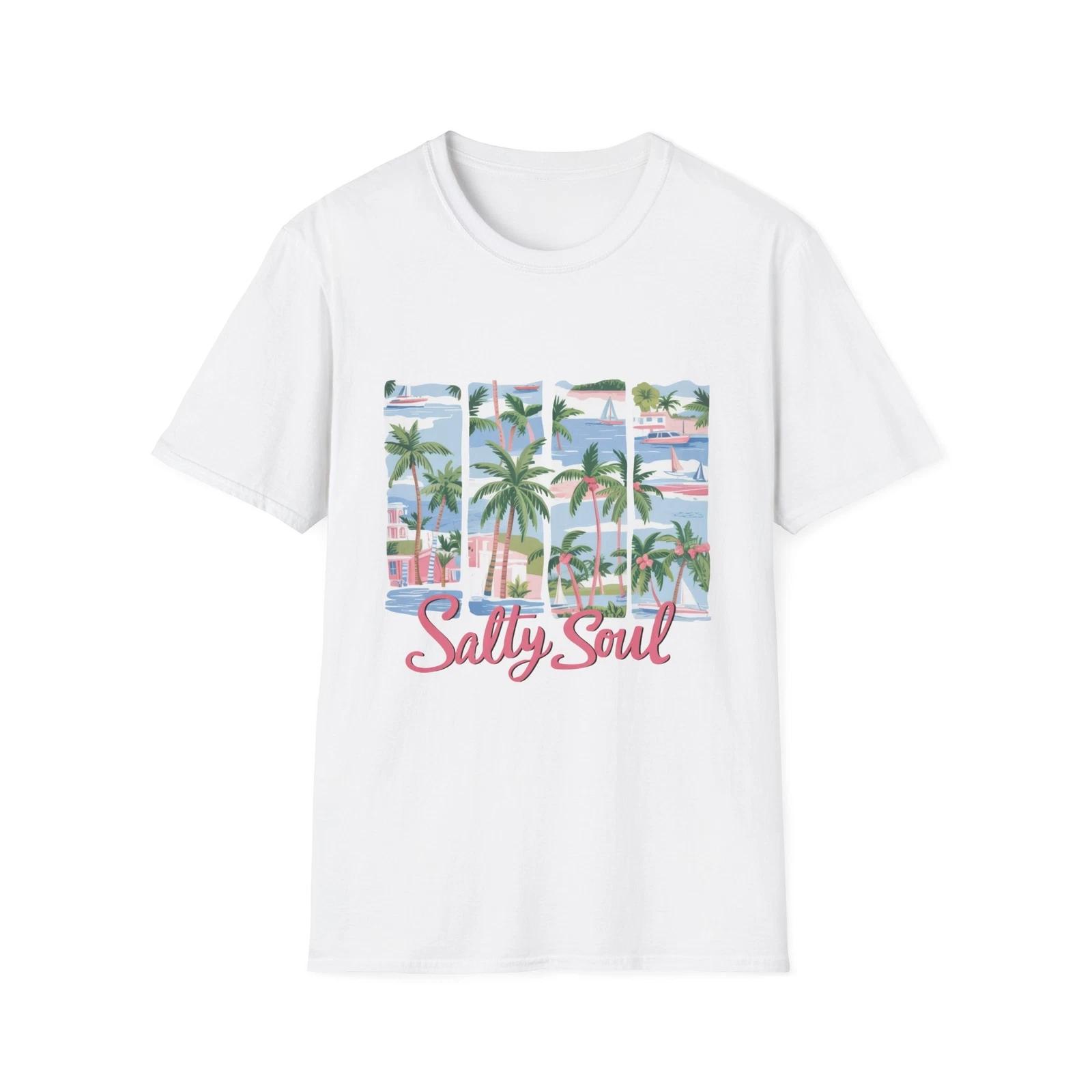 Salty Soul Graphic T-Shirt, Casual Summer Tee, Ocean Vibe Shirt, Beach Lover 3XL
