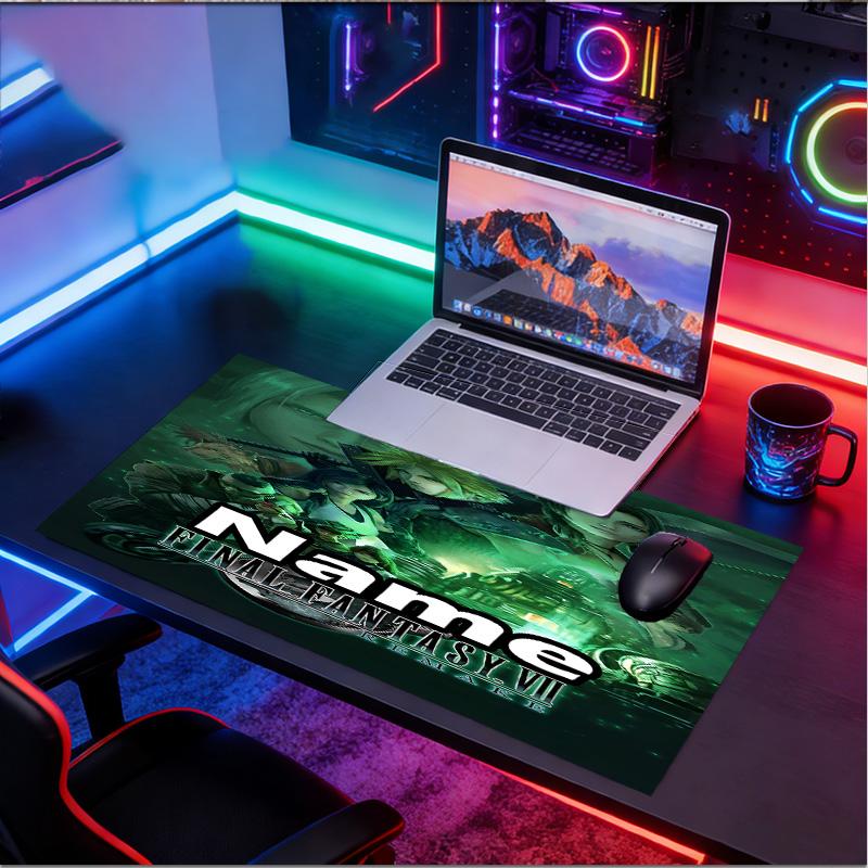 Custom Name Personalized Final Fantasy Pattern Mousepad, Laptop PC Desk Mat, Decorative Desk Mat for Home Keyboard Pad Gift