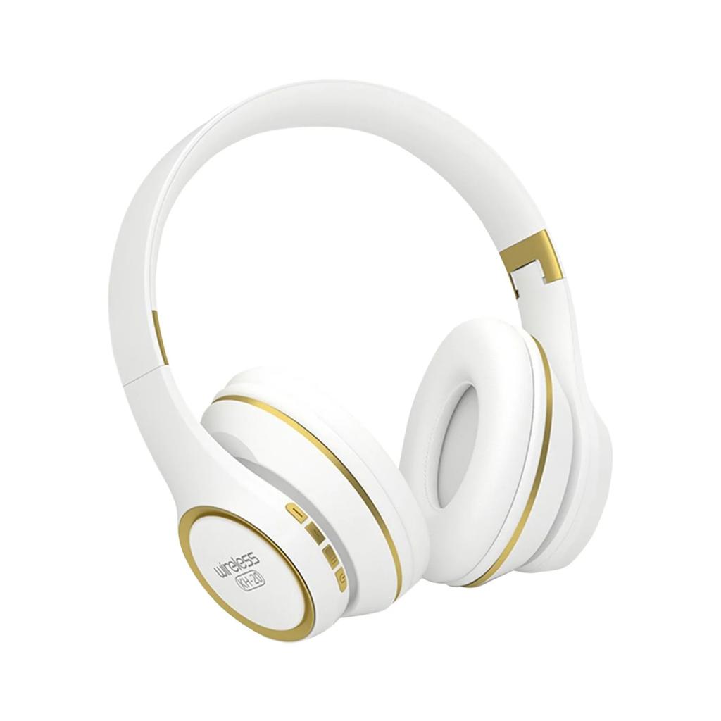 KH20 Earphones Over Ear Bluetooth Headphones Wireless Headset with Built-in Mic Soft Earmuffs Retractable Holder Connecting Audio Cable on Clearance