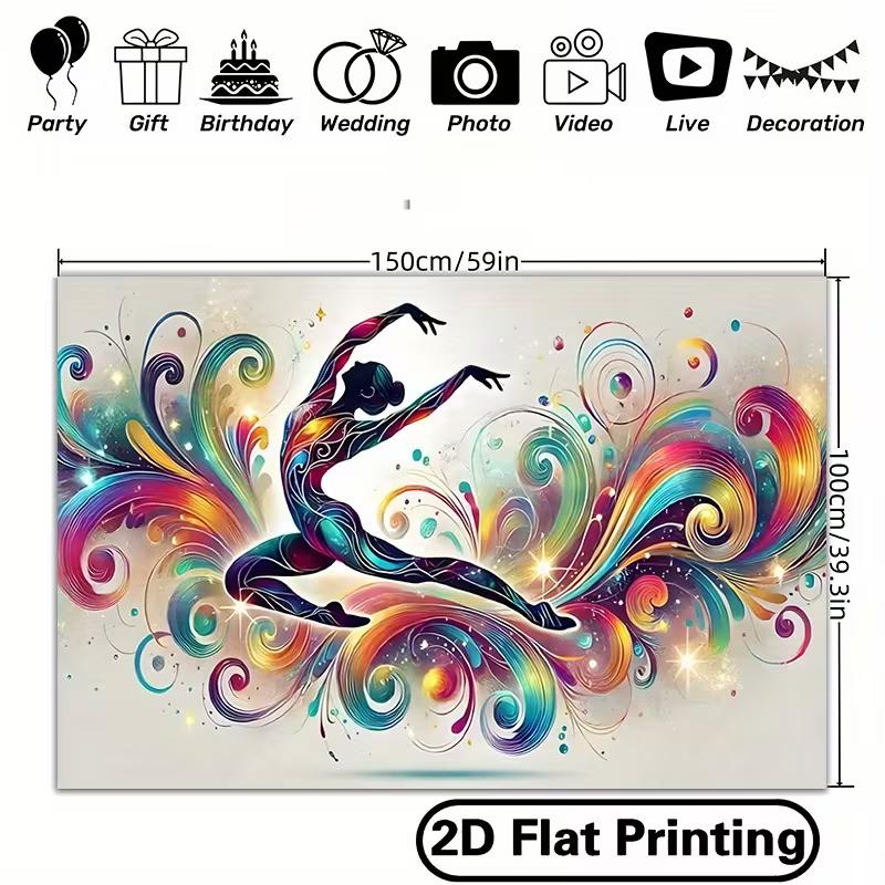 2D Vibrant Ballerina Silhouette Decoration Backdrop for Dance Studio