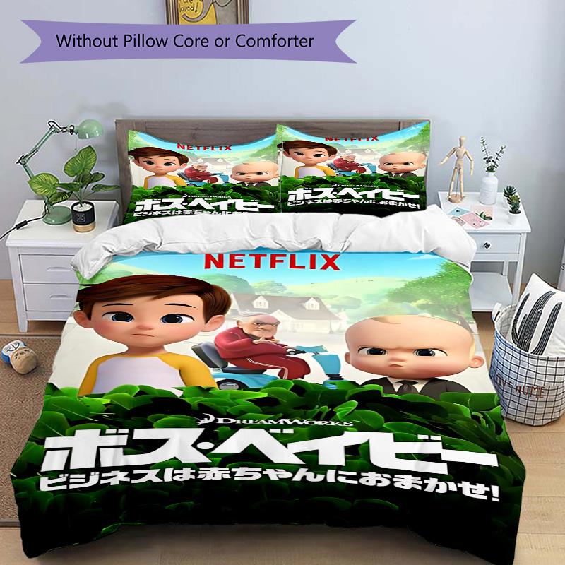 Baby Boss Adventure Print 3Pcs Bedding Setduvet Cover With 2 Bedropillowcase Home Birthday Gift