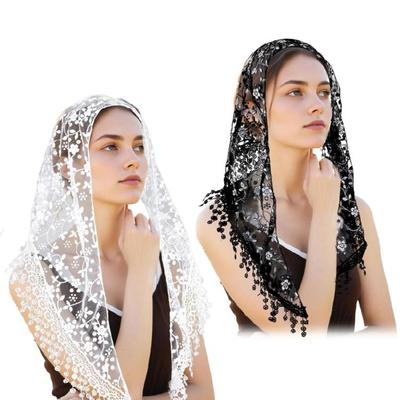 Lace Veils for Wedding Church Attendance Latin Mass Headscarf Triangular Mantilla for Formal Event Gathering Headpiece