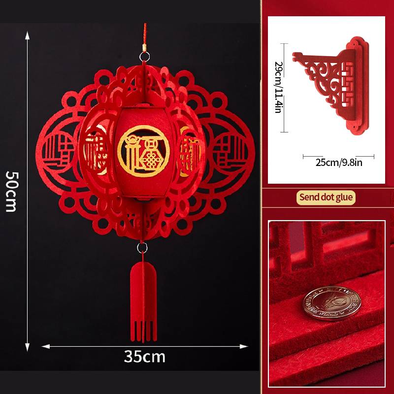 2Pcs Red Chinese Lanterns Chinese New Year Decorations Spring Festival Lantern Lucky Fu 3D Puzzle Lanterns Festival Celebration