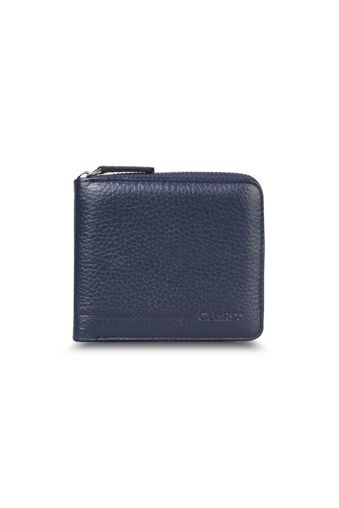 

Guard Retro Zippered Leather Navy Blue Wallet