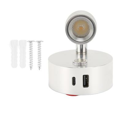 Φως Ανάγνωσης RV με Θύρα USB Type C Μπλε Νυχτερινό Φως Ρύθμιση Έντασης 3 Χρωμάτων Λάμπα Ανάγνωσης Σκάφους Γυαλιστερό