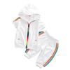 Trendy Unisex Kids Black & White Hooded Short Sleeve Two-Piece Sport Set