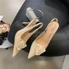 Fashion 2025 Summer New Korean Fashion Flower High-heeled Sandals Pointed Head Outside Wear Stiletto Women's Pumps