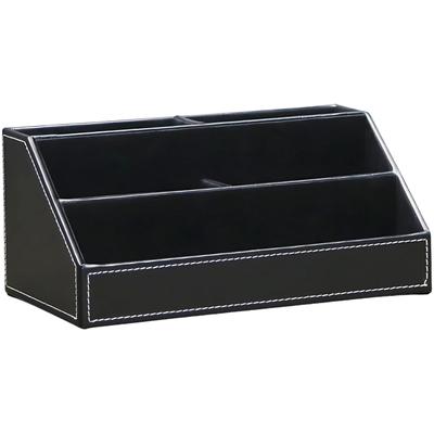 Mellbo Pen Remote Control Desk Organizer with 5 Compartments for and Small Improves Organization and PU Black Holder, Storage, Stationery, Equipment,