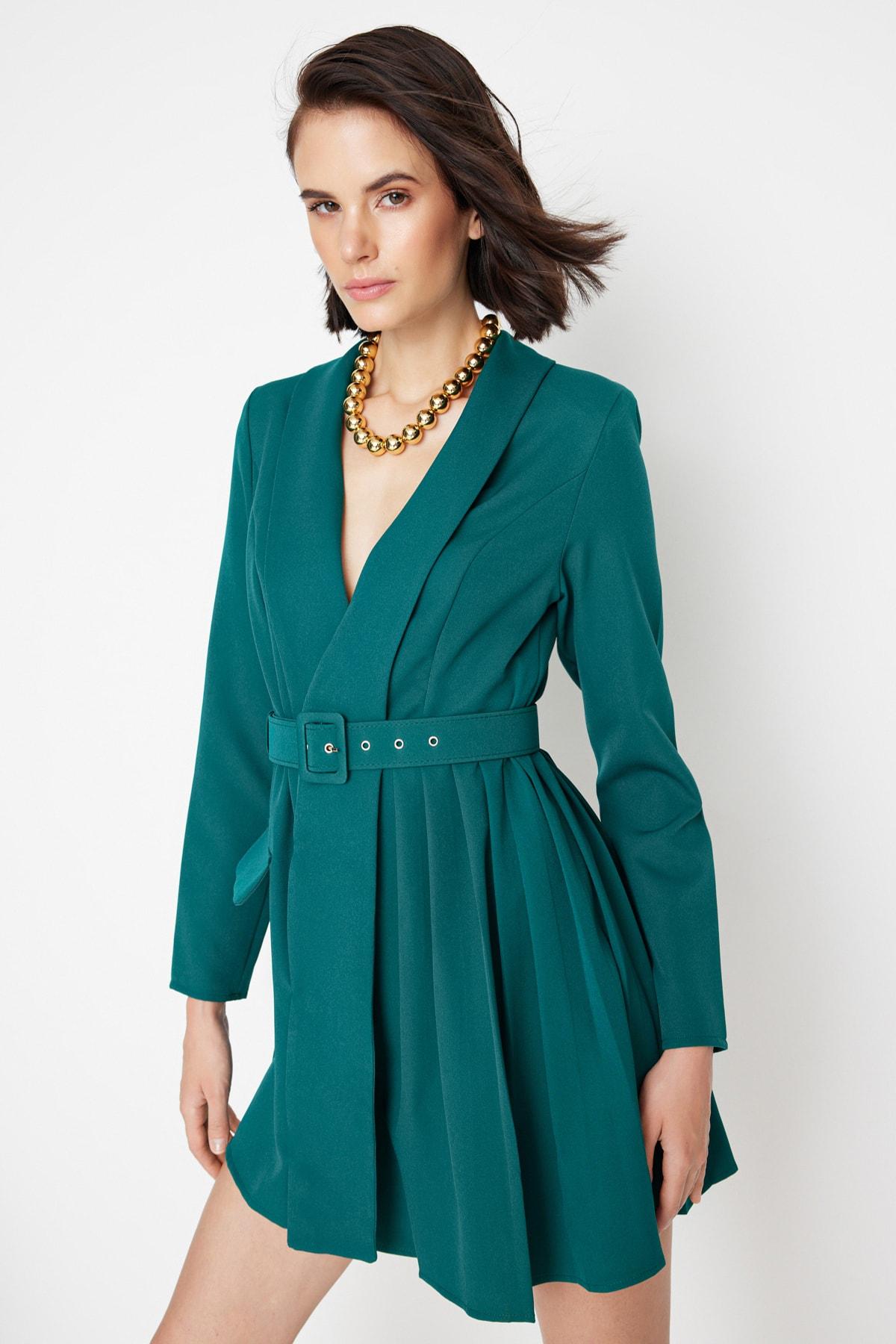 

Dress - Green - Blazer dress