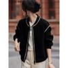 Basic House Retro Chic Wheat Pattern Baseball Jacket