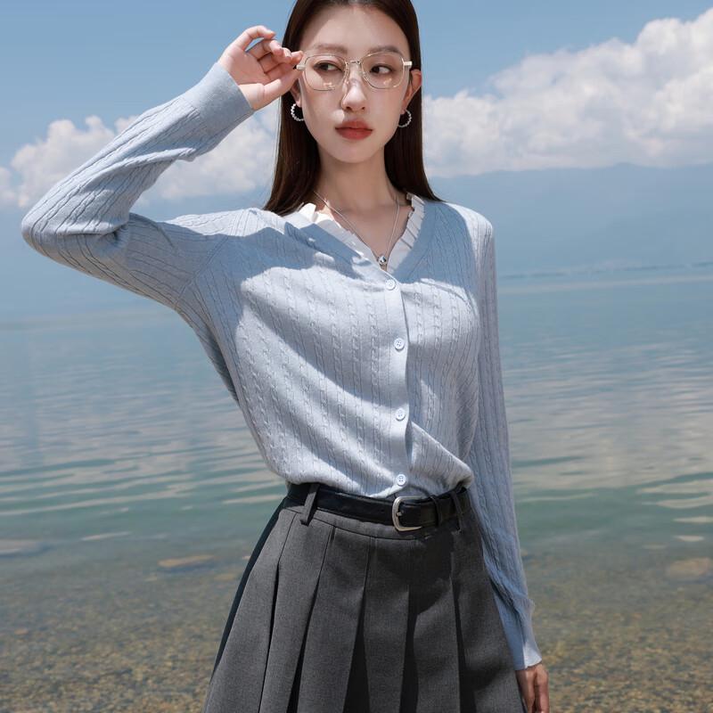 

Sancai Women s Plus Size Cable Knit Faux Two-Piece Cardigan Top L 165/92B