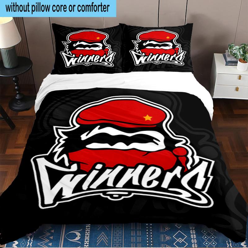Wydad AC Artwork 3PCS Bedding Set 2D Printing (Includes 1 Duvet Cover + 2 Pillowcases Coreless), Bedroom decor,Fan gift