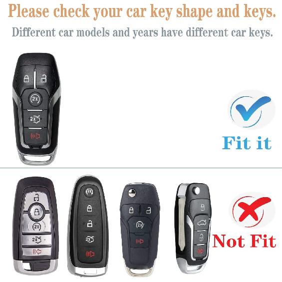 for Ford Key fob Cover,Texture case,with Keychain,Key Shell/Skin,5-Buttons fit 2016 2017 Explorer for Mustang Fusion MKZ MKC Remote Key Vehicle