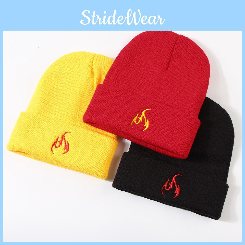 Flame Design Knit Hat Winter Warmth Cap For Students Couples