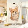 Cute Cartoon Calming Anima Corgi Throw Lightweight 240g Flannel Blanket Soft Skin-friendly for Summer Cooling