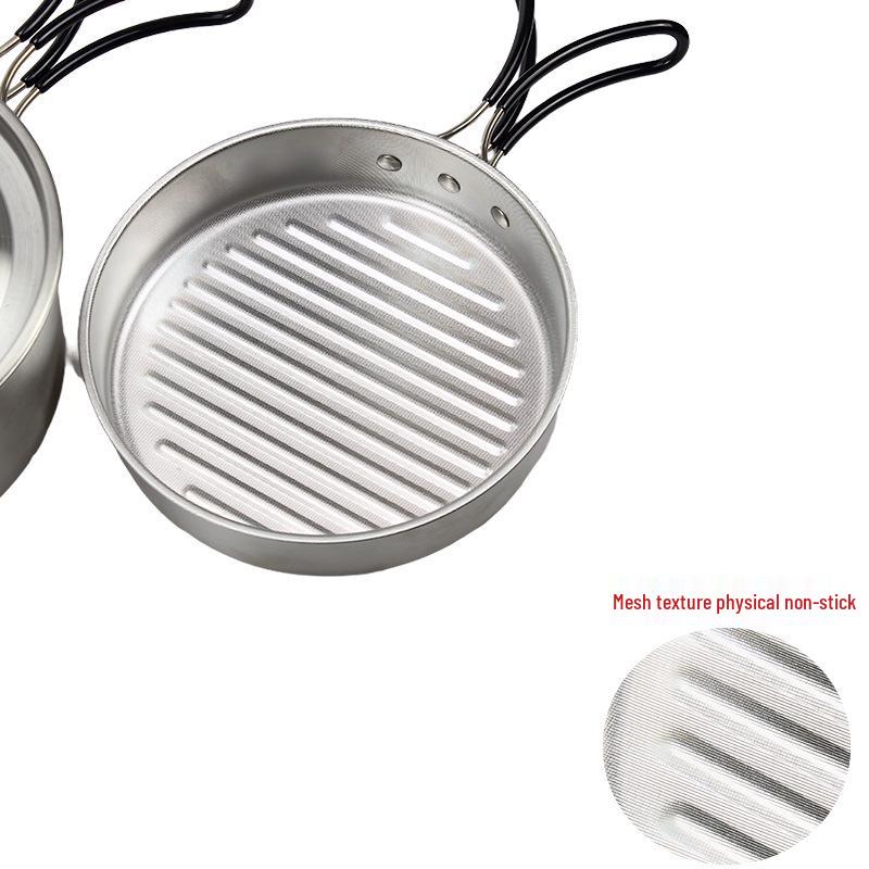 Portable Non-Stick Camping Cookware Set: Foldable Frying Pan & Soup Pot