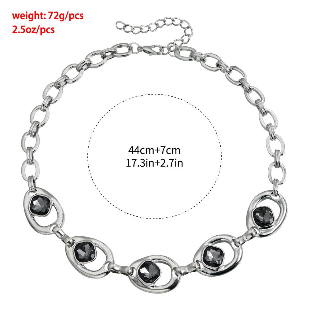 European and American Jewelry, Exaggerated Irregular Black Diamond Y-shaped Necklace, Heavy Metal Party Dress Accessories
