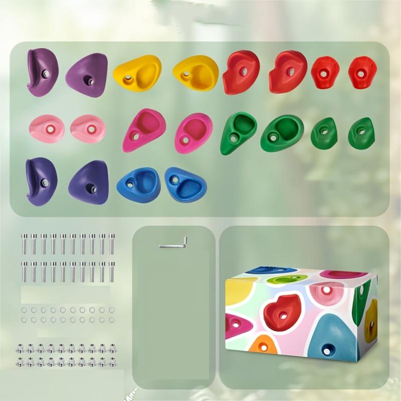 20 Rock Climbing Wall Kit with Colorful Hand Foot Grips Durable PE Material Sturdy Up Includes Installation Hardware for Indoor