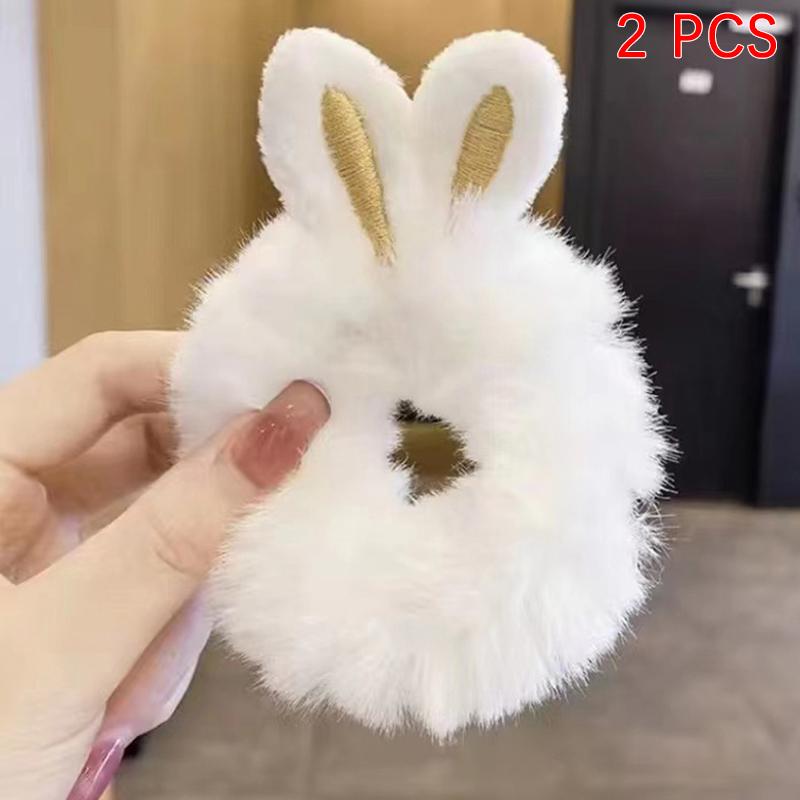 2 Stücke Niedliche Süße Hasenohren Haarseil Für Frauen Mädchen Candy Farbe Scrunchies Elastische Gummibänder Pferdeschwanz Haarschmuck