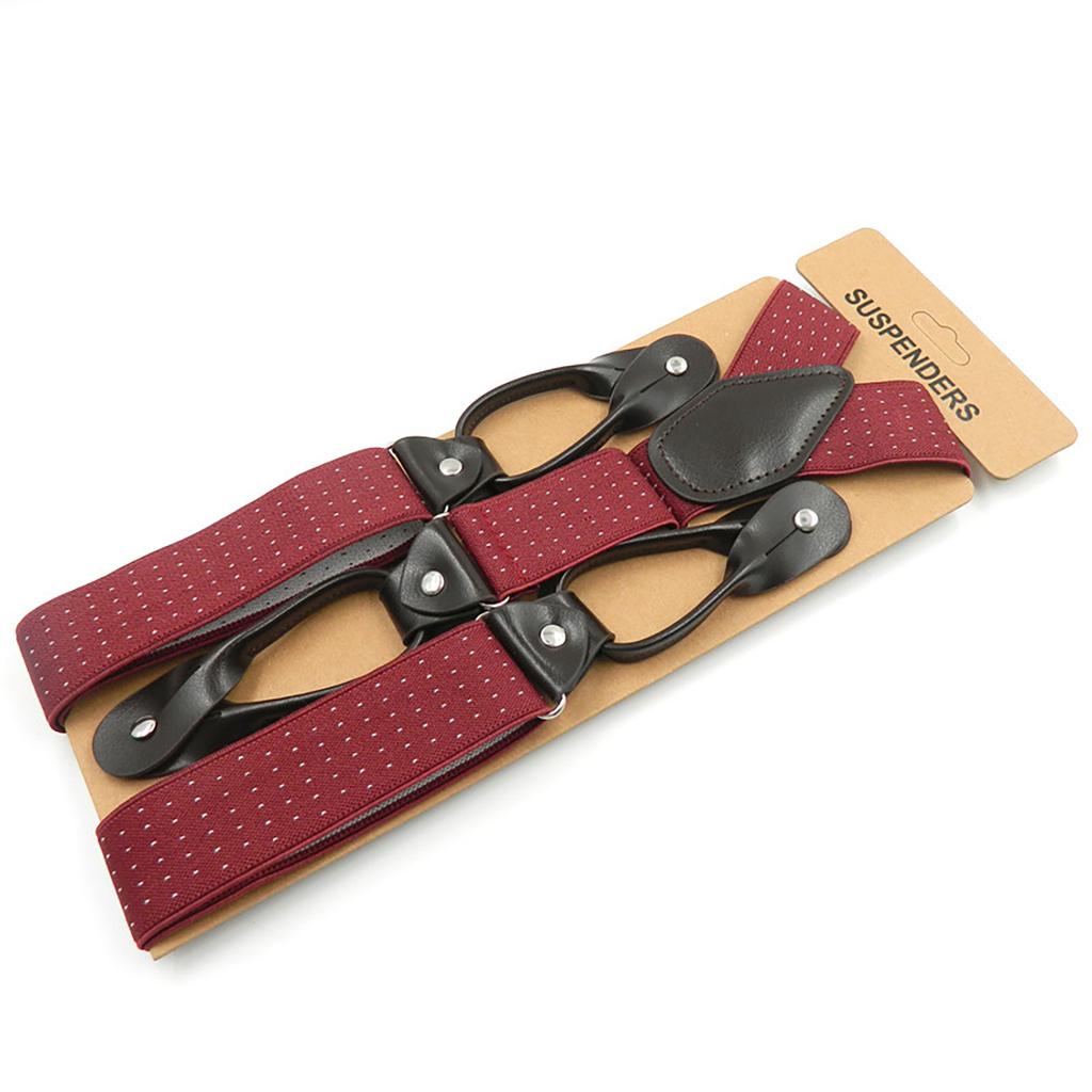 Stylish Classical Suspenders Adjustable Suspenders Elastic Chain Button End Dark Elastic Belt for Wedding Business Wear