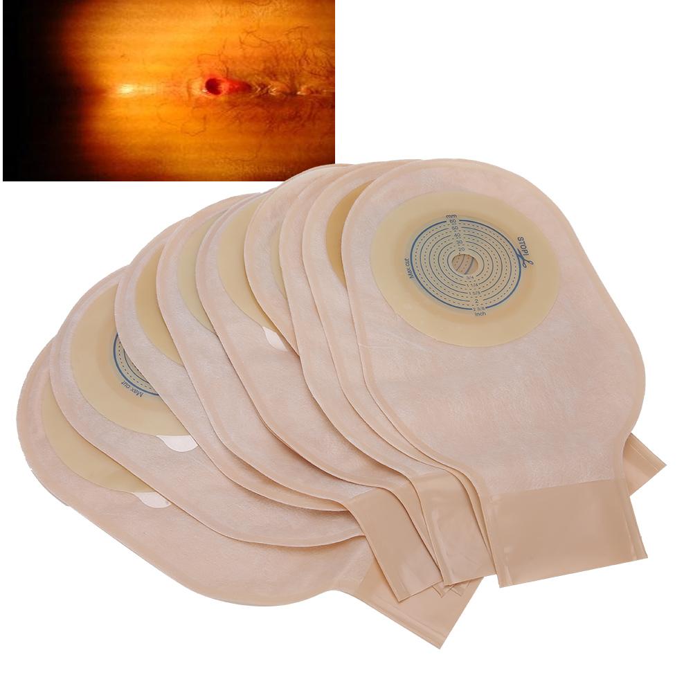 10pcs One Piece System Drainable Ostomy Bag Pouch Stoma Cover Urine 20 60mm Opening(Clip Type )