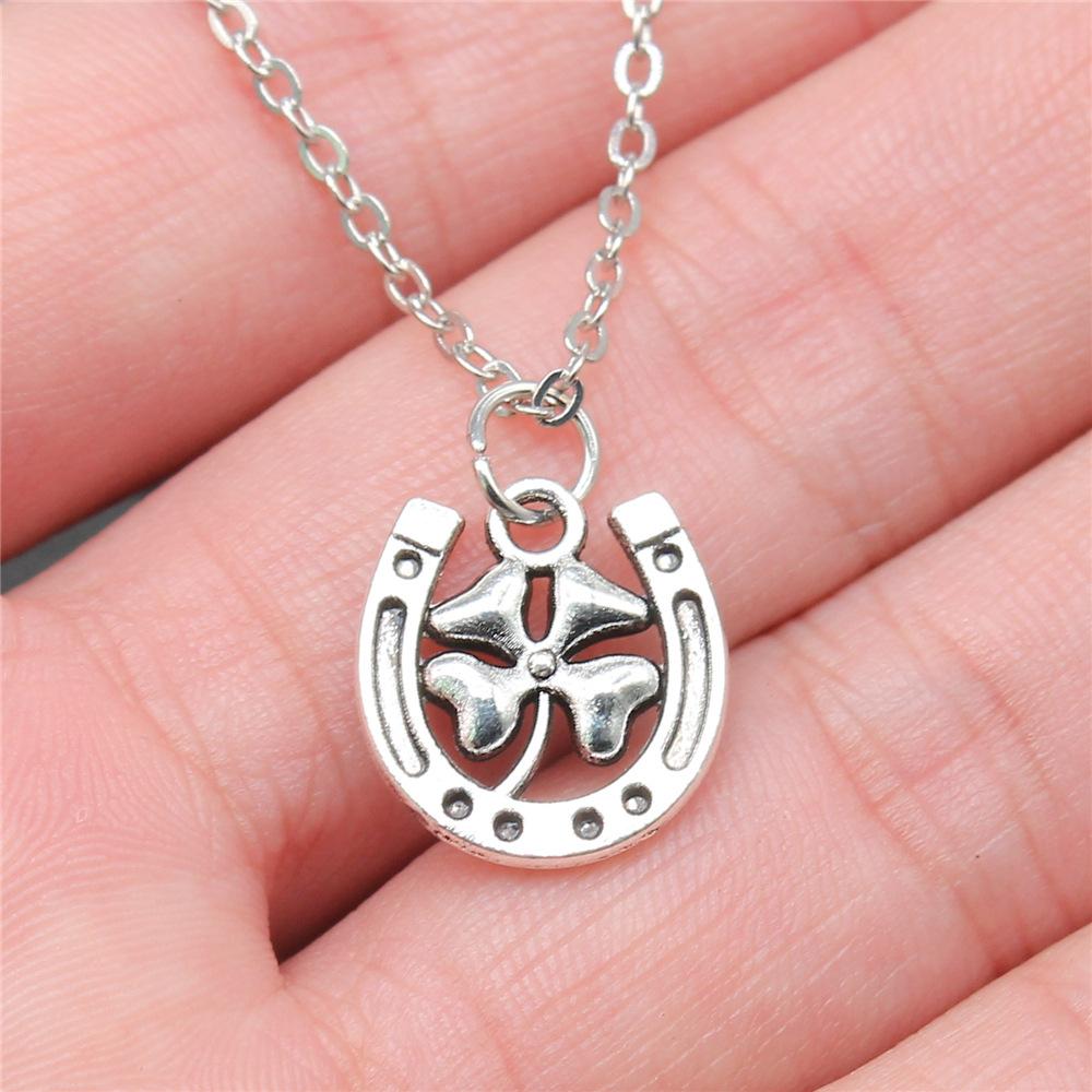 7 Styles Clover Necklace Lucky Clover Pendant Necklace Antique Silver Color Plated For Women Girl Lucky Gift