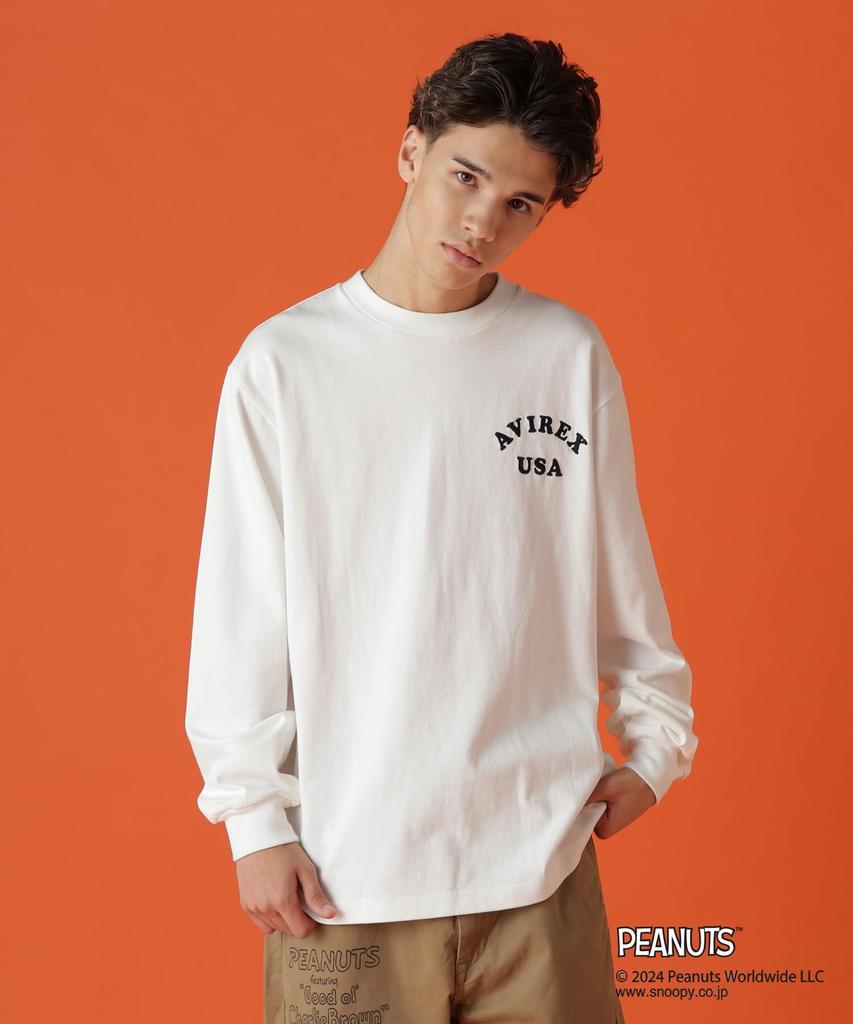 Avirex PEANUTS LONG SLEEVE FLYING Size T-SHIRT ACE, Men's, XL, 030, White, 783-4230035