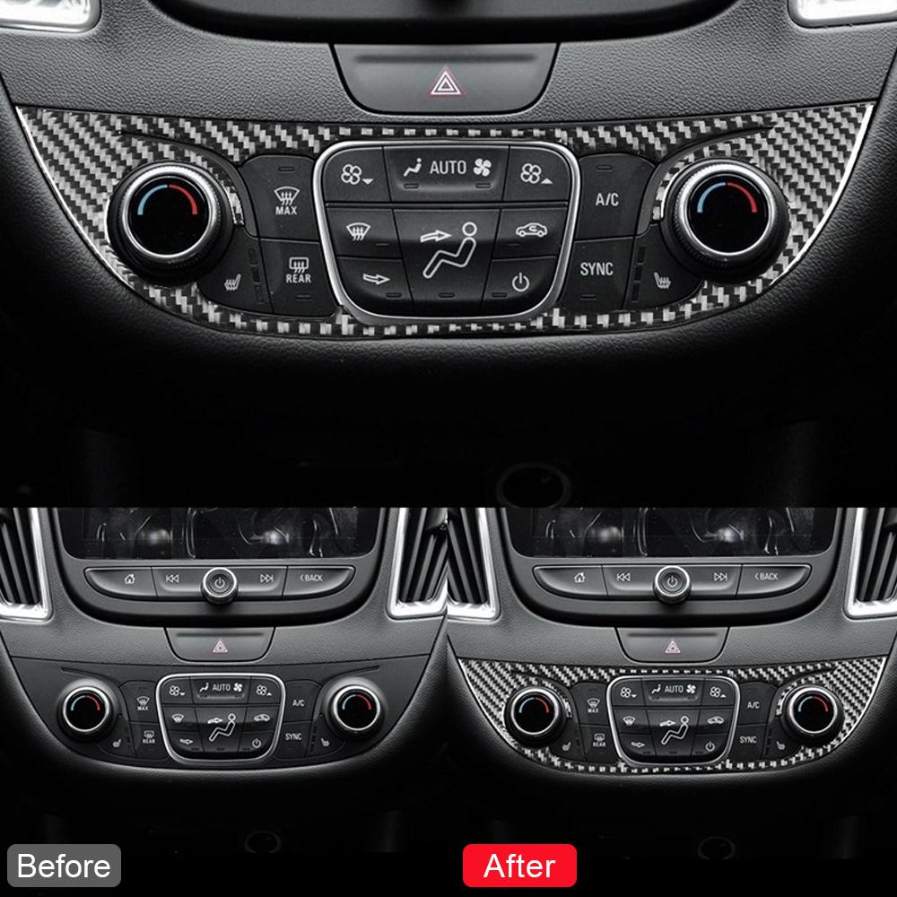 For Chevrolet Malibu 2016-2025 LHD Center Console AC Frame Black Carbon Fiber Trim Cover Interior Accessories Upgrade Kit