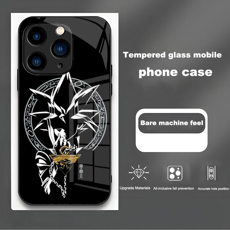 Dark Yu Gi Oh Fall prevention for IPhone 15 Pro Max 14 13 12 11 X XS XR 5 6 7 8 Plus 2020 2022 SE Tempered glass phone case