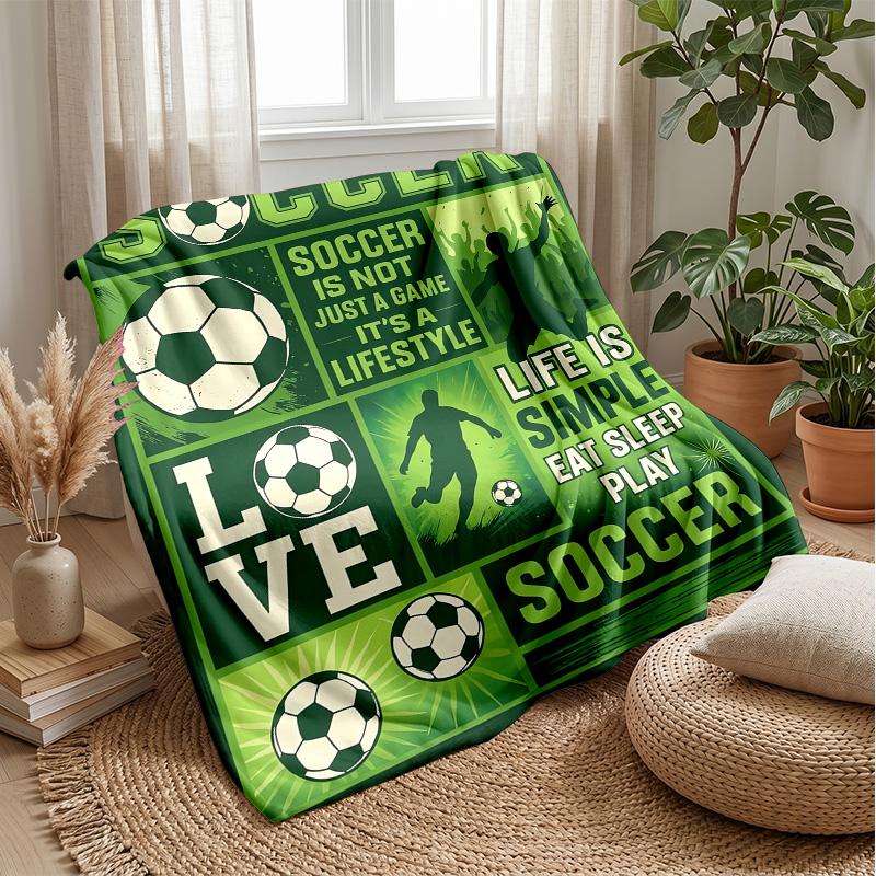 Soccer Player with Lightning Theme Blanket Lightweight Warm Flannel Blanket Decorative Throw Blanket for Home Decoration