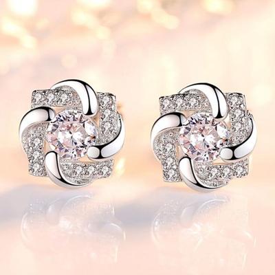 925 Sterling Silver Stud Earrings High Quality Woman Fashion Jewelry New Lucky Clover Crystal Zircon Sale Earrings
