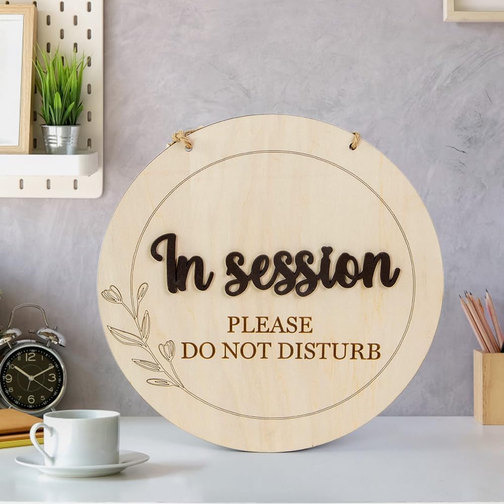 In Session Door Sign for Therapists - Please Do Not Disturb Sign for Office Door, Welcome Please Knock Sign for Counseling, Massage Therapy &