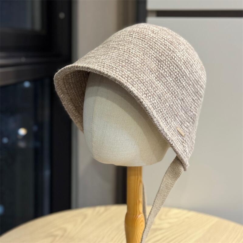 Small Face Wool Blended Fisherman's Hat Children's Autumn and Winter Warm Knitted Basin Hat High-grade Wool Thread Cold Hat