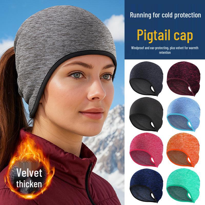 Winter Fleece Ponytail Hat: Windproof, Quick-Dry, Ear-Protecting for Running, Hiking, Cycling