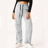 Ladies' Fashion Solid Color High Waist Pocket Drawstring Pants