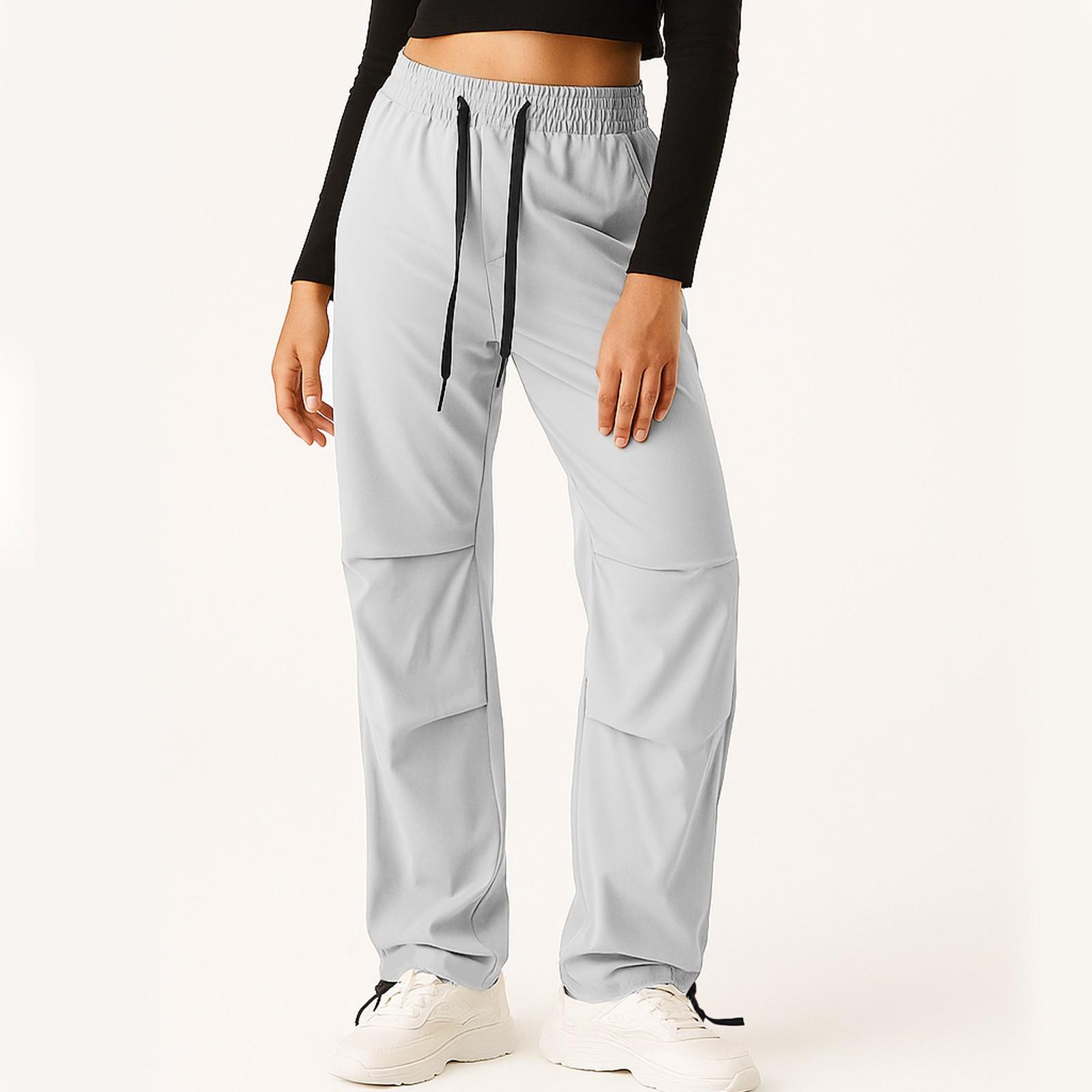 

Женские модные однотонные брюки с высокой талией, карманами и кулиской XL