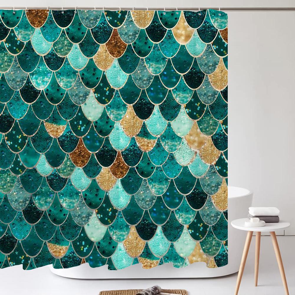 

Colorful Mermaid Bath Curtain Waterproof Fabric Shower Curtains Fish-Scale Pattern Bathtub Screen For Bathroom Home Decor W60H190(CM)-1 Pcs
